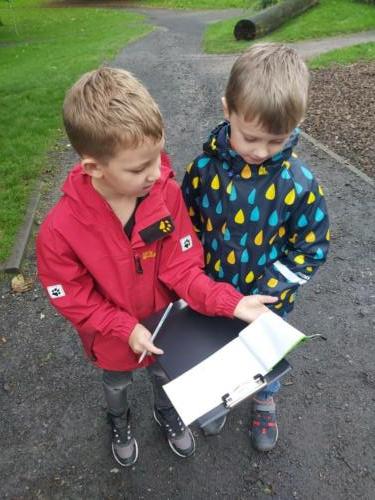 Die Schildkrötenkinder der Klasse 1b werden zu Formensuchern